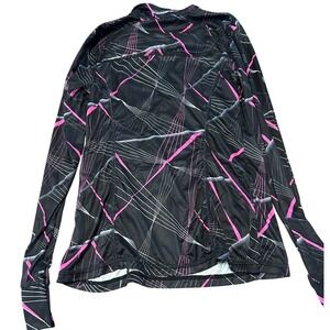 Xersion Quarter Zip Pullover Womens Small Black Pink Geometric Long Sleeve Top